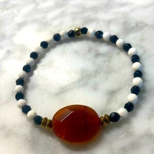 Carnelian with black and white agate bracelet